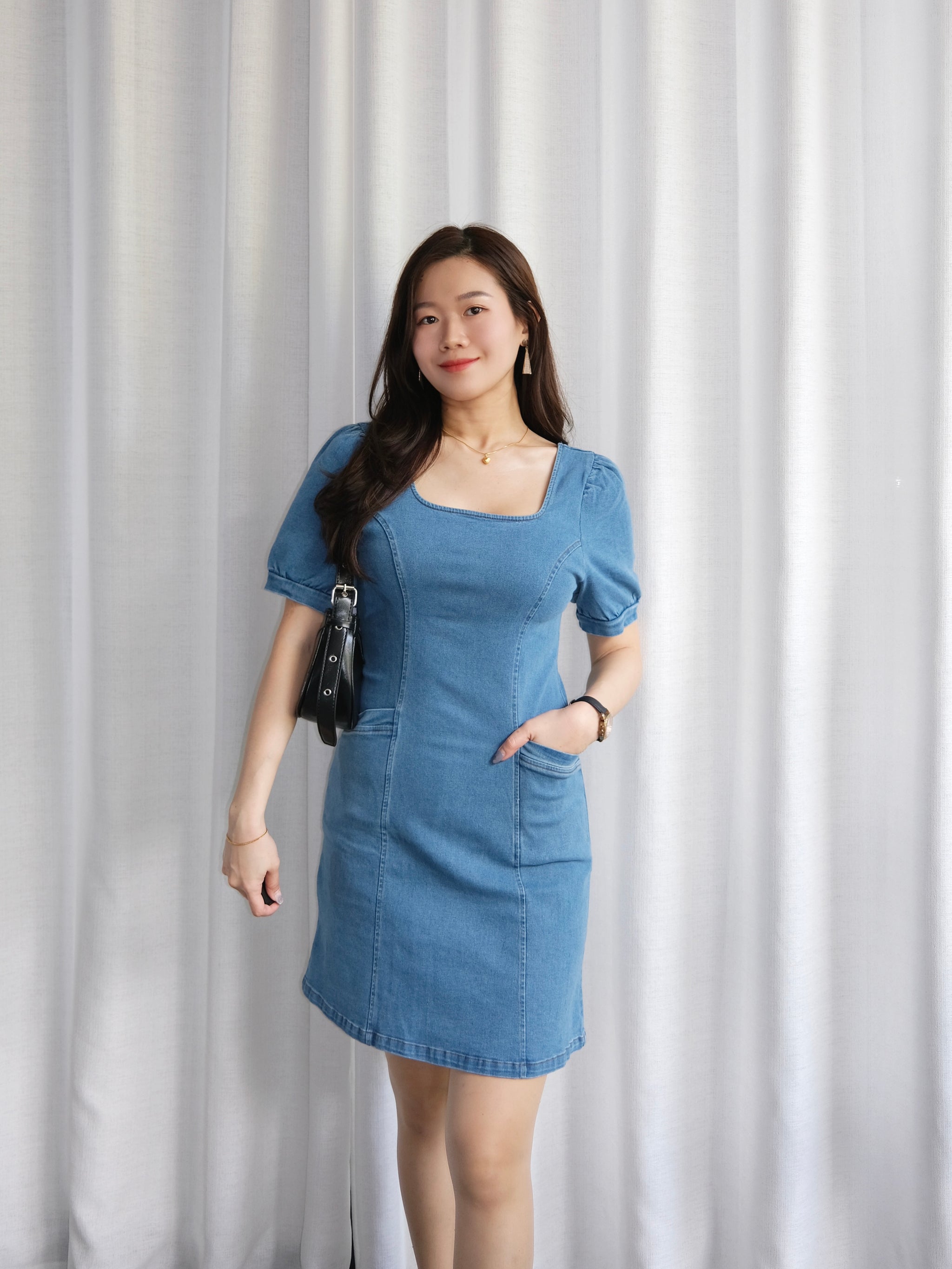 Eze Puff-Sleeve Denim Dress 【公式通販】
